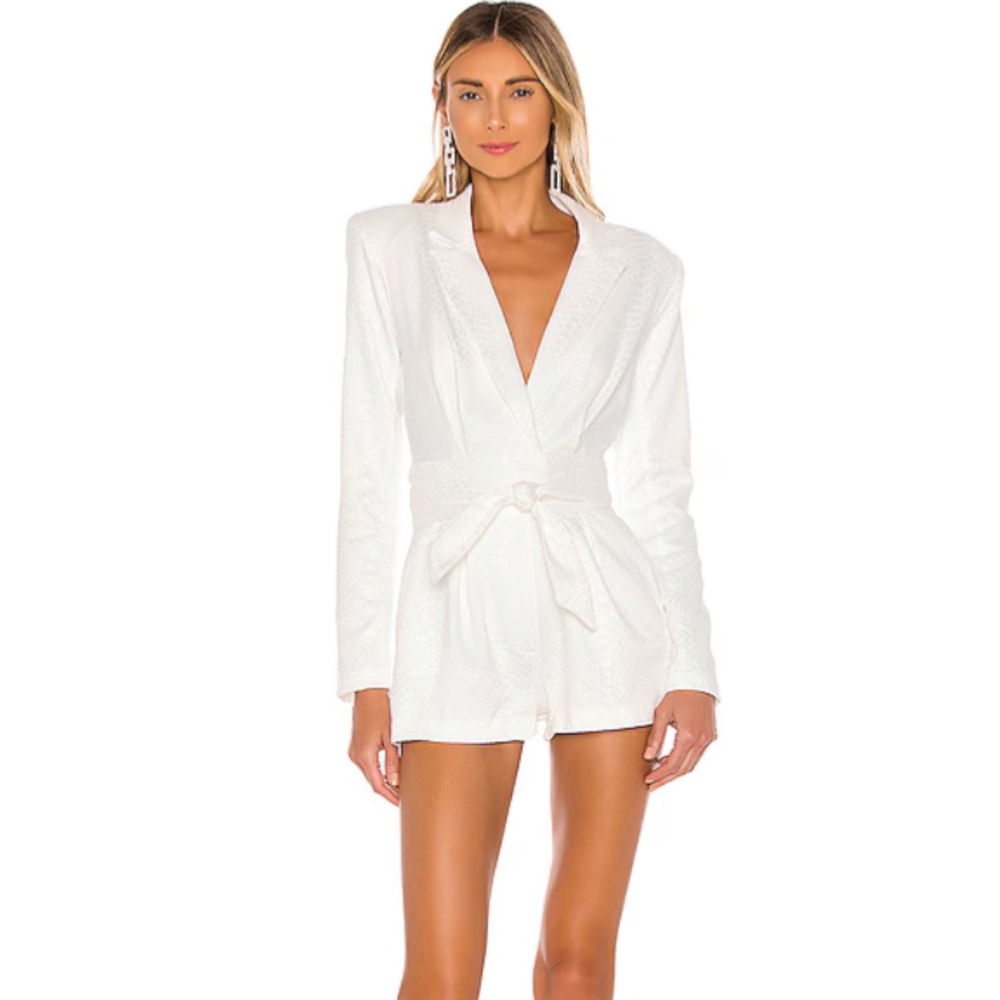 Michael Costello X Revolve HARLEY white blazer romper small SNAKESKIN TEXTURE